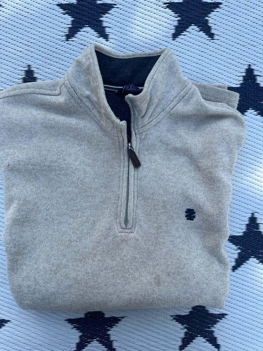 IZOD Heather Oatmeal Ribbed Quarter-Zip Pullover Sweater XL - Picture 6 of 6